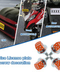 Dice License Plate Screw Fasteners Kit Four Piece Set For Cars Trucks And Motorcycles Orange Durable Stainless Steel And Aluminum Alloy Universal Fit