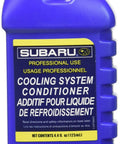 Blue bottle of Subaru Coolant System Conditioner OEM SOA635071 with red cap, labeled for engine cooling and corrosion protection.