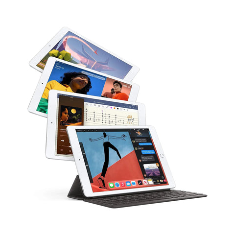 Top Shelf 10.2 Inch Retina Display Tablet Equipped With A12 Bionic Chip And Snappy Neural Engine For Flawless Streaming And Effortless Multitasking In Sleek Space Gray showing multiple apps on the screen.