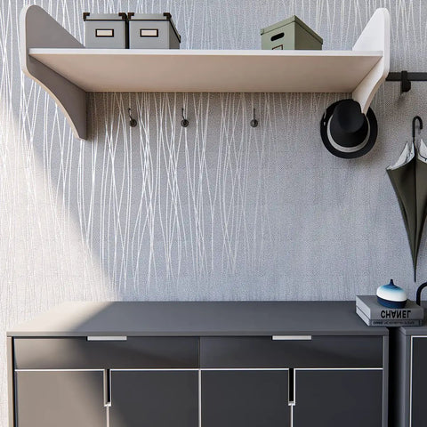 Easy Peel and Stick Wallpaper 20.8 by 393 Inches Removable Self Adhesive Non Woven Wall Covering with 3D Embossed Stripe Modern Silver Grey