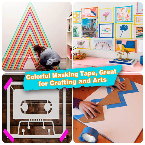 Pro Grade Painter Tape Set With 176 Yards Of 1/8, 1/4 And 1/2 Inch Width For Auto, Walls And DIY Projects in use for art and crafts