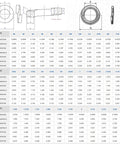 Technical diagram showing dimensions for 100 Pcs Stainless Steel Spring Lock Washers Size Eight By Thirty Two For Anti Loosening