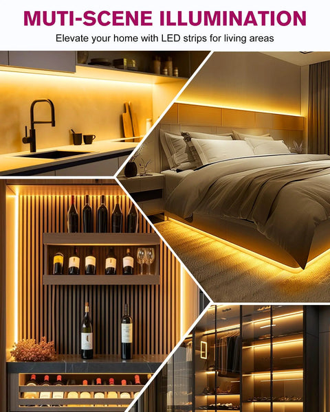Warm White LED Strip Light 2700K 24V High CRI 95 Easy Install IP30 25ft Spool Over 240 Lumens Per Foot 900 LEDs UL Listed in home