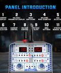 Control panel of Beast 130 Amp Plasma Cutter And Welder Combo With Dual Voltage 120V 240V for garage use, showing multiple settings.