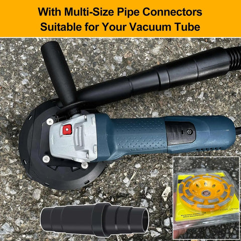All-In-One Angle Grinder Dust Shroud 4.5 and 5 Inch With Diamond Concrete Grinding Wheel, Fits Most Grinders, shown with adapter