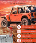Jeep Wrangler with magnetic keyhole covers, highlighting strong magnetic, decorative, high quality, and easy install features.