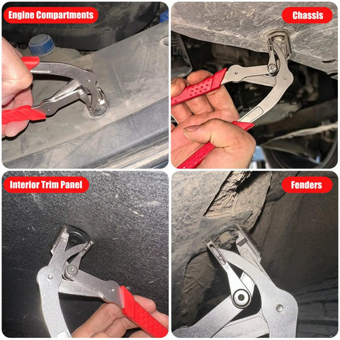2 Pack Auto Clip Pliers Set With 100 Universal Retainer Clips used on engine compartments, chassis, trim panels, and fenders