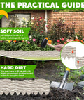 Heavy Duty Plastic Garden Edging Border Kit installation with rubber mallet and shovel showing no dig feature in soil