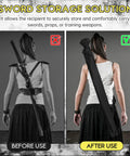 Comparison of sword on back vs Large Sword Bag 51 Inch Katana Case With Adjustable Straps, Durable Sword Cover For Cosplay And Party Protective Carrying Case