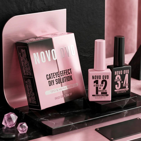 2 In 1 UV Nail Glue And Builder Gel Top Coat Kit With Cat Eye Effect Magnet Included Hema Free For Press On Nails