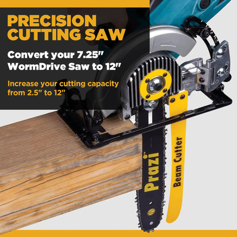 Heavy Duty 12 Inch Beam Cutter Attachment For Circular Saws Quick Drop In Mount For Worm Drive Tools cutting wood with precision.