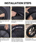 Installation guide for Fat Tire 20x4 Inner Tube With Schrader Valve, Premium Butyl Rubber Tube for bikes, 32mm valve, steps 1-6
