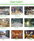 Hella Bright 80W LED Corn Light Bulb usage including logistics, warehouse, gym, mall, factory, parking, yard, church, street lighting