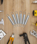 Healeved 20pcs Stainless Steel Extension Springs Small Spring Kit With Hooks For Electric Vehicle Parking Stands Ladder Feet Support Bracket Repair DIY Easy Install, silver springs on wood