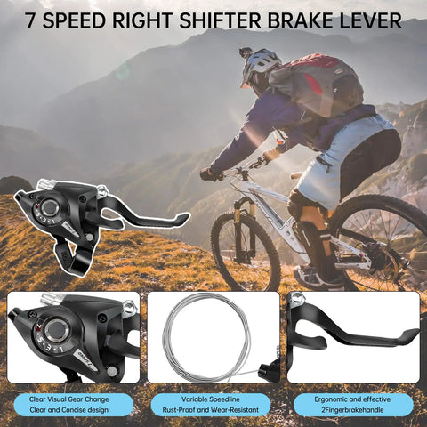 21 Speed Bike Shifter Lever Set With Gear Indicator And Grips, 3x7 Shifter For Mountain Road Bicycles, Compatible With V Brake
