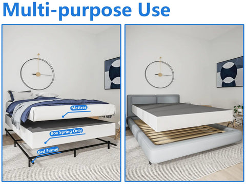 Rock Solid King Size Box Spring, Nine Inch Heavy Duty Steel Mattress Foundation With Tight Fabric Wrap in multi-purpose bed setup.