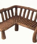 Three Piece Fairy Garden Furniture Set With Rustic Wood Bench, Rocking Chair And Mini Table For Your Garden Fairies Made From Resin, Built Tough For Indoor Or Outdoor Display And Totally Cute, featuring a rustic resin bench.