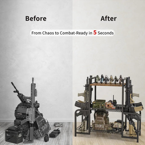 Built Like A Tank Vertical Floor Gun Rack Stores Eight Long Guns And Six Pistols With Rust Resistant Steel Frame Ideal For Tactical Gear And Home Defense Setup