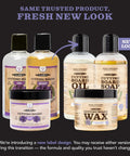 All-In-One Cutting Board Care Kit With Mineral Oil And Finishing Wax Includes Applicator Scrub Brush Buffing Pad And Lavender Rosemary Infused Wood Wax products with new label design.