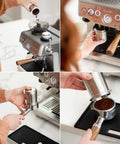 54mm Dosing Cup For Espresso Pros, Stainless Steel With Built In Grinder Tab, used with coffee machine and portafilter