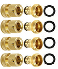Solid Brass Quick Connect Hose Fittings Set With Universal Three Quarters Inch GHT Fit No Leak Hassle Free Easy Install For Garden Hoses