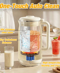 10 In 1 Automatic Nut Milk Maker With 42 Oz Capacity For Almond Soy Oat And Plant Based Milks And Juices Dairy Free Beverages With LED Panel Delay Start Keep Warm And Self Clean, showing one-touch auto clean feature in kitchen setting.