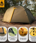 Stella 4 Season Camping Tent For 2 People Ultra Lightweight Backpacking Shelter Waterproof 3000mm shown in a forest setting