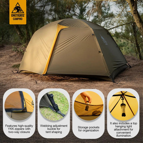 Stella 4 Season Camping Tent For 2 People Ultra Lightweight Backpacking Shelter Waterproof 3000mm shown in a forest setting