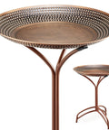 Tranquility 20 Inch Copper Bird Bath with Pure Copper Basin Bronze Finish and Durable Aluminum Base for Outdoor Gardens and Backyards