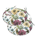 Round Tufted Chair Cushions Set Of 2 15x15x4 Inches Water Resistant With Ties For Bar Stools Patio Garden Outdoor Kitchen Butterfly Flower Pattern Cushions That Stay In Place And Look Fresh