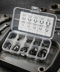 Dope E Clips Assortment Set External Retaining Rings M1.5 To 10mm 240 Piece Kit For Hardware Shafts And Fasteners Built To Last With Corrosion Resistant Beryllium Bronze And Precise Fit Circlips in storage box