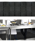 Heavy Duty Anti Fatigue Drainage Mat 82 By 35 Inch for kitchens showing black rubber mat with efficient drainage holes and chefs