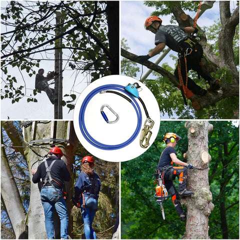 Pro Grade Tree Climbing Flipline Kit With Steel Core 8 Ft Rope Heavy Duty Adjustable Lanyard Rope Grab in use by arborists