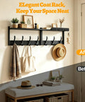 Slick Wall Mount Coat Rack With Bamboo Shelf And Heavy Duty Hooks Perfect For Effortless Entryway Organization Holds Winter Jackets Backpacks And Tote Bags Top Shelf Storage with scarves and hats displayed.