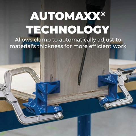 90 Degree Corner Clamp For Woodworking, Right Angle And T Joint Clamps, Automaxx Technology Auto Adjusts To Wood Thickness