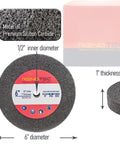 6 Inch Nylon Fiber Buffing Wheels Pack Of 3 With 180 Grit Deburring And Polishing Discs featuring half inch arbor and one inch thickness