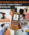 Hyuduo 5 in 1 Wall Scanner Stud Finder, LCD Display, Five Measuring Modes, Wood Metal Cable (Yellow) in a home improvement setting.