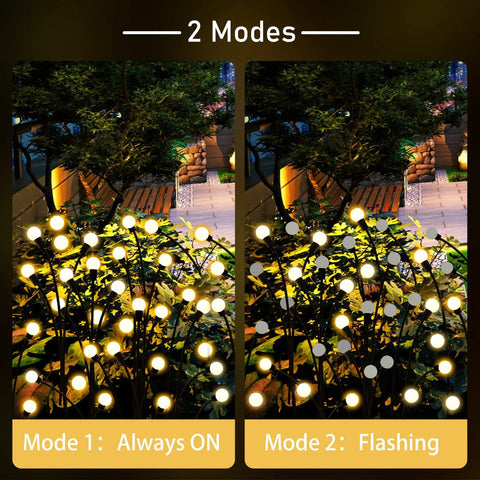 4 Pack 10 LED Solar Firefly Lights Upgraded Outdoor Garden Pathway Decor IP65 Waterproof Warm White Swaying Lights, two modes