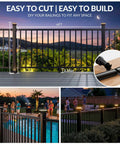 Rock Solid Modular Aluminum Deck Railing Kit With Built In Lighting 36 By 6 Feet Four Pack, easy DIY setup shown with measurements.