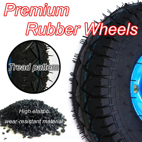 Badass Heavy Duty Top Rated Pneumatic Caster Wheels With Smooth Glide Swivel Rubber Tires For Indoor Outdoor Industrial Carts Workbenches Plus Workshop Products, close-up of tread pattern and material.