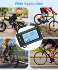 Cyclists using waterproof 5 pin LCD display GD01 for different e-bike controllers, highlighting wide application.