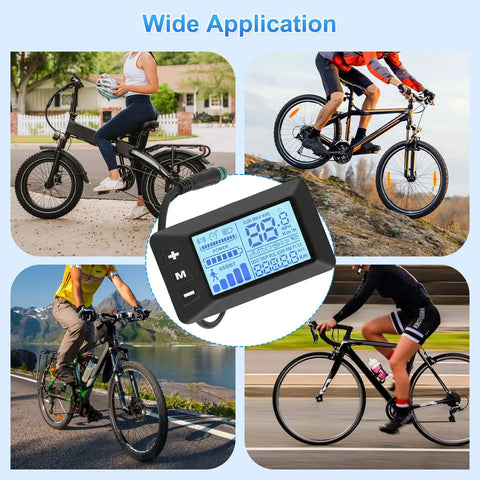 All Weather LCD Display For Electric Bikes 24V 36V 48V Monitor With Waterproof 5 Pin Interface Cable For Handlebar Mount Black ABS Material With Robust Waterproof Seal Durable ABS Housing And Easy Bar Mount For Quick Ride Ready Bike Computer Setup