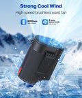 Ultra Strong 6600RPM Portable Waist Fan With 4 Speeds And 25 Hour Battery Life, featured on icy background