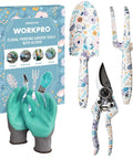 Aluminum Garden Tool Set Four Piece With Trowel Rake Pruner And Gloves In Sturdy Box Heavy Duty Hand Tools Floral Pattern Garden Kit