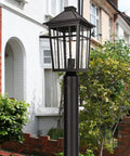 Outdoor Post Light Fixture For Garden And Patio, Tough As Nails Aluminum Lamp With Seeded Glass, Waterproof IP65