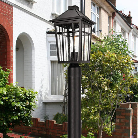 Outdoor Post Light Fixture For Garden And Patio, Tough As Nails Aluminum Lamp With Seeded Glass, Waterproof IP65