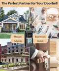 Anti Theft Video Doorbell Mount For Ring And Blink Models 1 2 3 3 Plus 4 2020 2023 And Blink 2021 No Drill Adjustable Bracket Wedge Adapter Holder Accessory shown installed in different settings like homes, businesses, schools, and hotels.