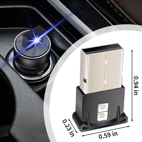 USB LED Car Light With 5V Smart Interior Lighting Atmosphere Lamp Plug In Interface Adjustable Brightness in car console.