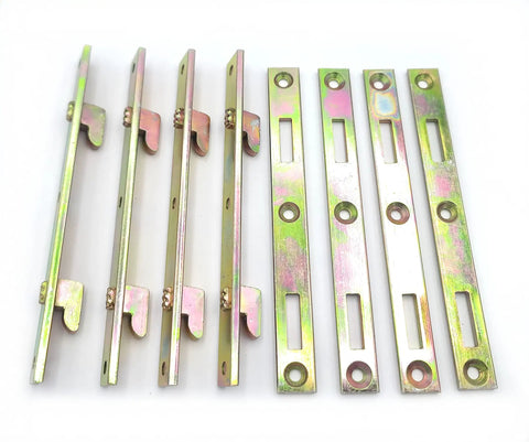 Heavy Duty Bed Rail Brackets Set Of 4 Quick Release Bed Post Fasteners Built Like A Tank For Stress Free Setup. Zinc plated steel brackets.