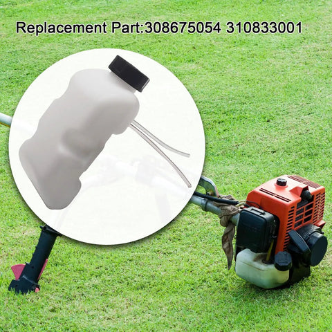 Fuel Tank Assembly 308675054 Replacement for Toro Ryobi Homelite 310833001 on a string trimmer with grass background